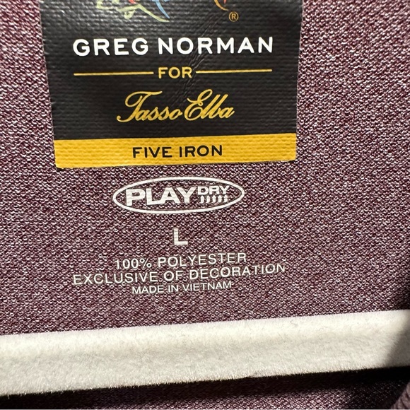 Greg Norman Purple Collared 1/4 Button Up Short Sleeve Five Iron Polo Mens Large - Picture 7 of 9